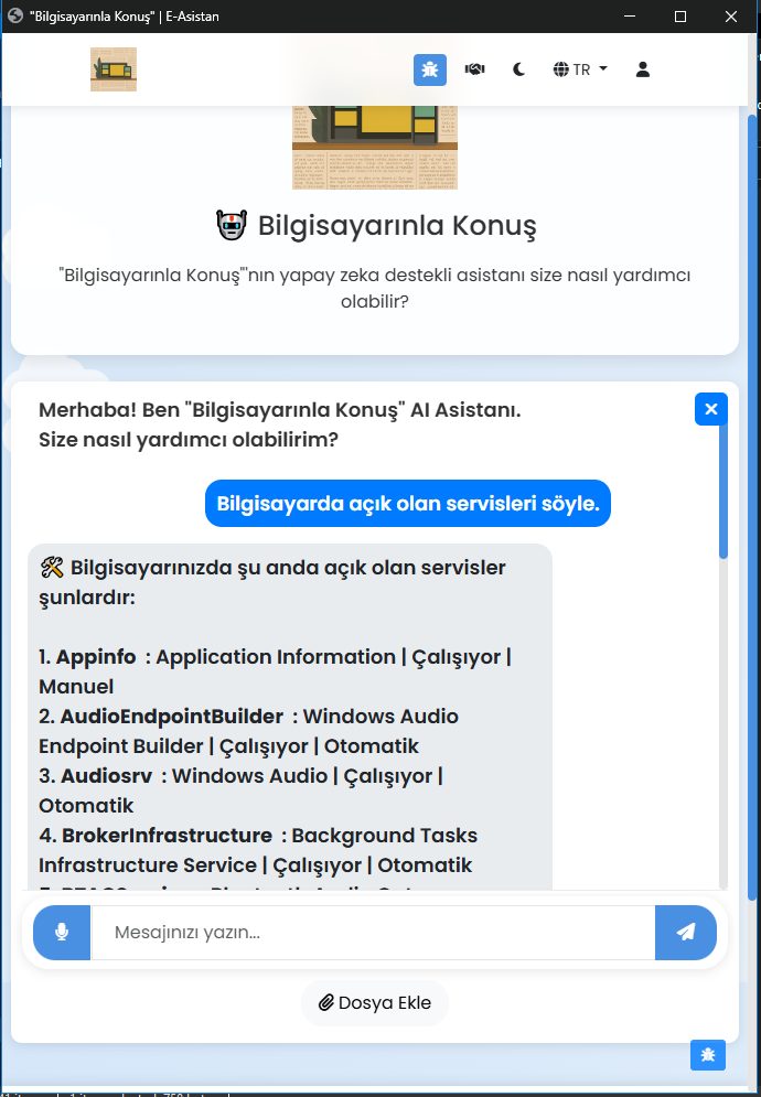 Bilgisayarınla Konuş — açık Windows servislerini listeliyor